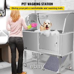 VEVOR 50 Baignoire de toilettage pour chien en acier inoxydable, station de lavage pour chiens de compagnie