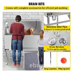 VEVOR 50 Baignoire de toilettage pour chien en acier inoxydable, station de lavage pour chiens de compagnie