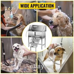 VEVOR Baignoire de toilettage pour animaux de compagnie, baignoire de lavage pour chien en acier inoxydable 38/34 Salon de douche