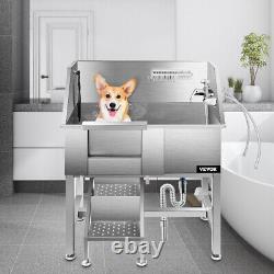 VEVOR Baignoire de toilettage pour animaux de compagnie, station de lavage pour chiens en acier inoxydable 34, avec accessoires