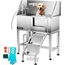VEVOR Baignoire de toilettage pour chien Baignoire de lavage pour chien 38L Salon de douche en acier inoxydable