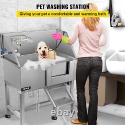 VEVOR Baignoire de toilettage pour chien Baignoire de lavage pour chien 38L Salon de douche en acier inoxydable
